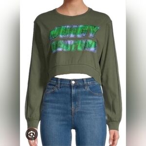 Juicy Couture Olive Green Crop Top with Logo